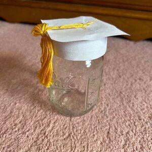 Graduation Cap Mason Jar with Yellow Tassel